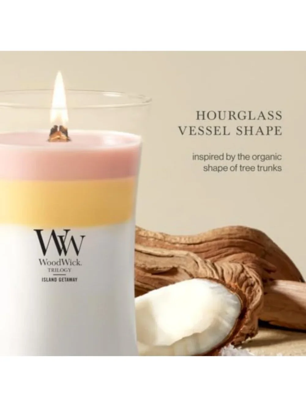 Large 21.5 oz Hourglass Trilogy Candle - Crackling Wick, Perfect Gift for All